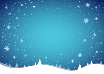 Christmas background with copyspace and shiny snowflakes. Vector.