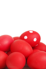 Red Easter eggs close-up