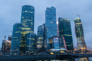 Night view on Moscow City
