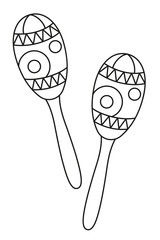 Line art black and white maracas