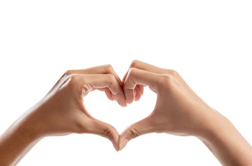 Human hands making heart symbol