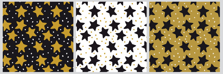 3 seamless vector christmas star pattern background