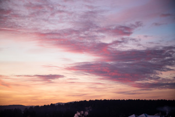 Fototapeta na wymiar beautiful sunset, clouds in many colors