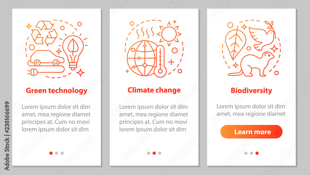Wall mural ecology onboarding mobile app page screen with linear concepts