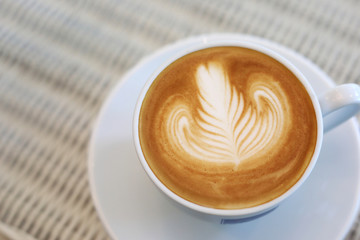 heart shape latte art of hot coffee drink tasty