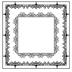 Set of calligraphic black and white frames. The object is separate from the background. Vector element for cards, invitations and your design.