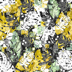 Seamless abstract tropical leaves jungle pattern