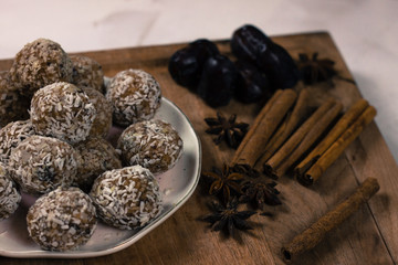 Vegan sweet delicious candy. Raw sweet ball