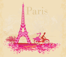 Fototapeta na wymiar couple in Paris - abstract card