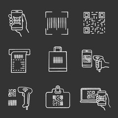 Barcodes chalk icons set