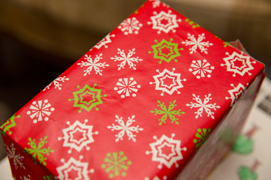 Christmas Present with Snowflake Design