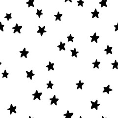 Stars hand drawn seamless vector pattern