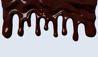 Dripping Melted Chocolates Isoalted. Realistic 3d illustration of Liquid Chocolate, Cream or Syrup with Place f