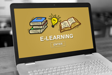 E-learning concept on a laptop © thodonal