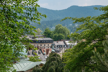 Fototapeta na wymiar Panoramic view on Baden Baden city and mountains, Baden Wuerttemberg Germany