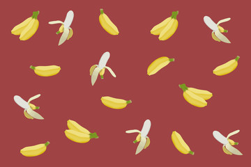 BANANA PATTERN ON RED  BACKGROUND VINTAGE STYLE