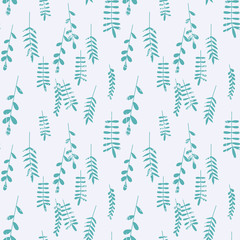 Seamless pattern jungle foliage plants and foliage cute seamless pattern. Vector outline leaves