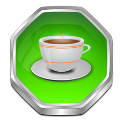Button with a Cup of Coffee - 3D illustration