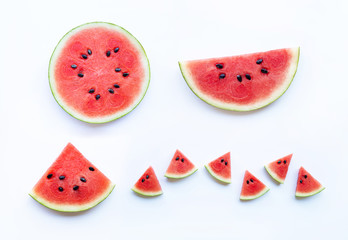 Slices of watermelon isolated on white background,