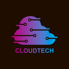 Cloud tech logo design. Cloud IOT Internet of Things Icon. Vector Illustration. EPS 10