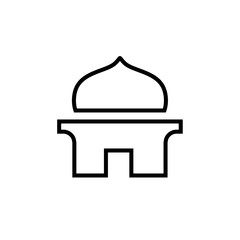 Simple Mosque or Mushola Logo Icon, Line Art Illustration