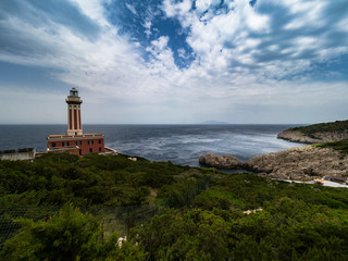 Faro di Punta Carena lighthouse, Capri, Gulf of Naples, Campania, Italy
