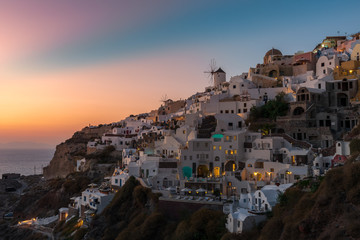 Obraz premium Colorful Sunset At Oia Village , Santorini