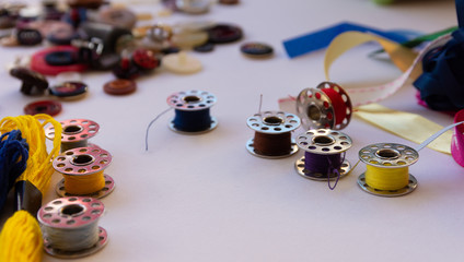 Thread on sewing machine bobbins with other making things