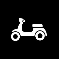 White Motorcycle Scooter Silhouette, Isolated on Black Background