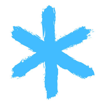 Snowflake 10 from set 02. Drawing of a snow flake painted by brush stroke