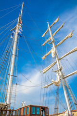Bottom View of the mast main of Nave ITALIA, which at 61 meters is the largest brigantine in the...