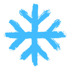 Snowflake 10 from set 05. Drawing of a snow flake painted by hand bold brushstroke