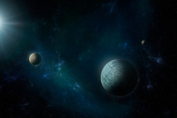 Fototapeta na wymiar planets in space astronomy dark background