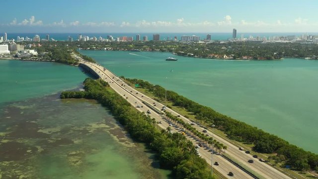 Premium aerial drone footage Julia Tuttle Causeway Miami