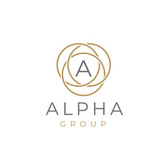 Premium letter A logo design. Luxury  linear circle monogram abstract logotype. Creative elegant vector symbol.
