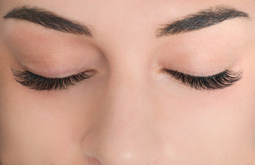 Photo comparison of normal and fake cosmeticly enlarged lashes. 