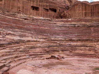 Ancient stone amphitheater in Petra Jordan