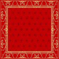 Geometric Pattern with hand-drawing floral ornament. illustration. For fabric, textile, bandana, scarg, print