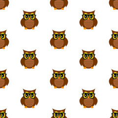 Obraz premium Owl scientist pattern. Vector illustration. Seamless pattern. Flat.
