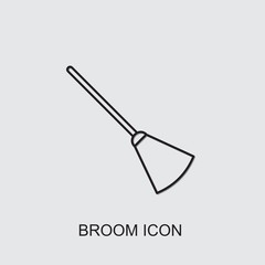 broom icon . Editable line broom icon from cleaning. Trendy broom icon for web and mobile.
