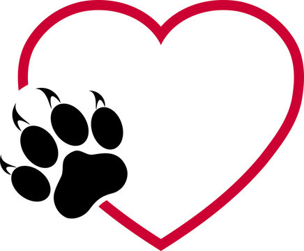 Katzenpfote und Herz, Pfote, Katzen, Logo