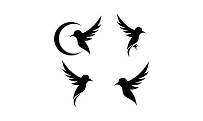 set template bird logo vector