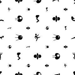 core icons pattern seamless white background. Included editable filled man doing exercises, atom fusion, abdoninal workout icons. core icons for web and mobile.