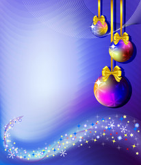 christmas blue background with balls