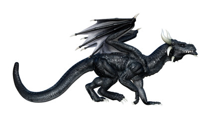 3D Rendering Fairy Tale Dragon on White