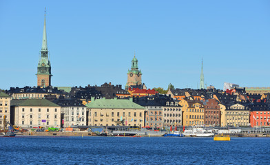 Obraz premium Stockholm, Sweden. View from sea. Autumn