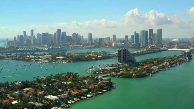 Venetian Islands Downtown Miami aerial establishing video footage