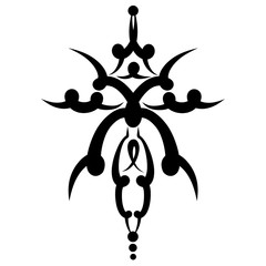 Christmas star, decorative pattern with black wavy lines