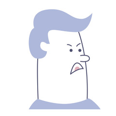 Angry young man's half turned avatar. Colorful illustration for web and printing. 