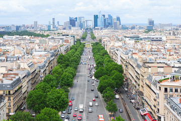 Paris Aerial View from Arc de Triomphe to la Defense